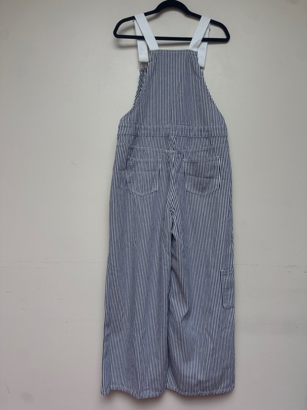 Cider Striped Wide Leg Overalls Blue White Size Large - Picture 2 of 15